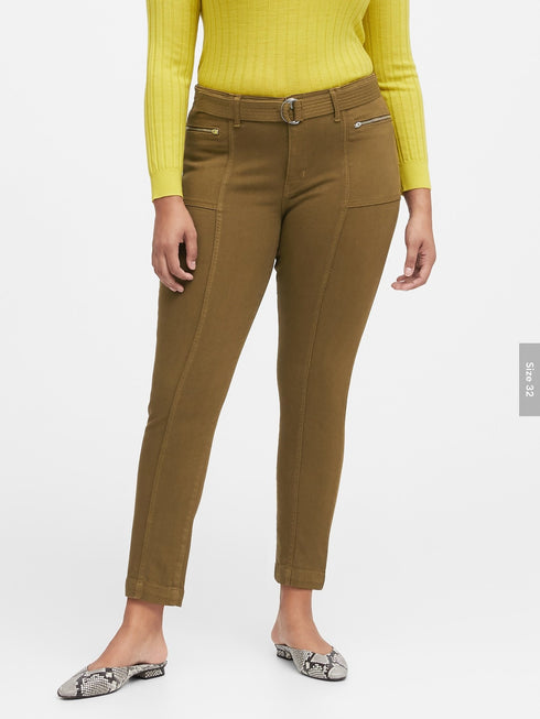 BANANA REPUBLIC MID-RISE SKINNY UTILITY JEANS IN CINDERED OLIVE GREEN - MUQQI